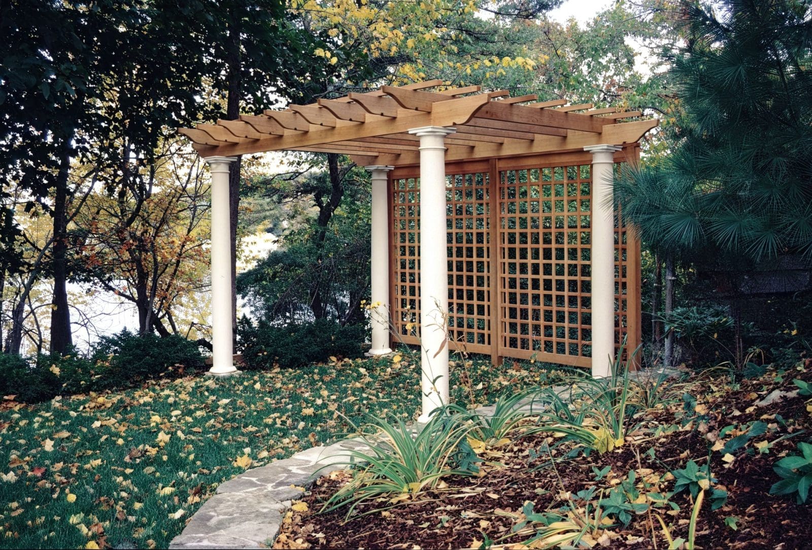 A Trellis Structures pergola in a garden setting